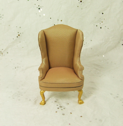 HN-04, Golden Yellow Fabric Wingback Chair in 1" scale